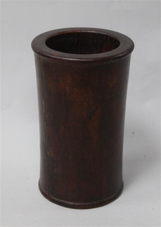 A Chinese hardwood brushpot